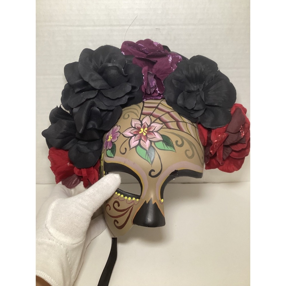KBW Global Day of the Dead Floral Masquerade Mask Sugar Skull Rose Headpiece - Picture 5 of 13